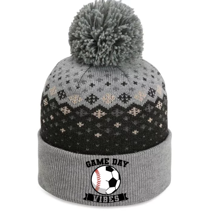 Game Day Vibes Baseball Gift The Baniff Cuffed Pom Beanie