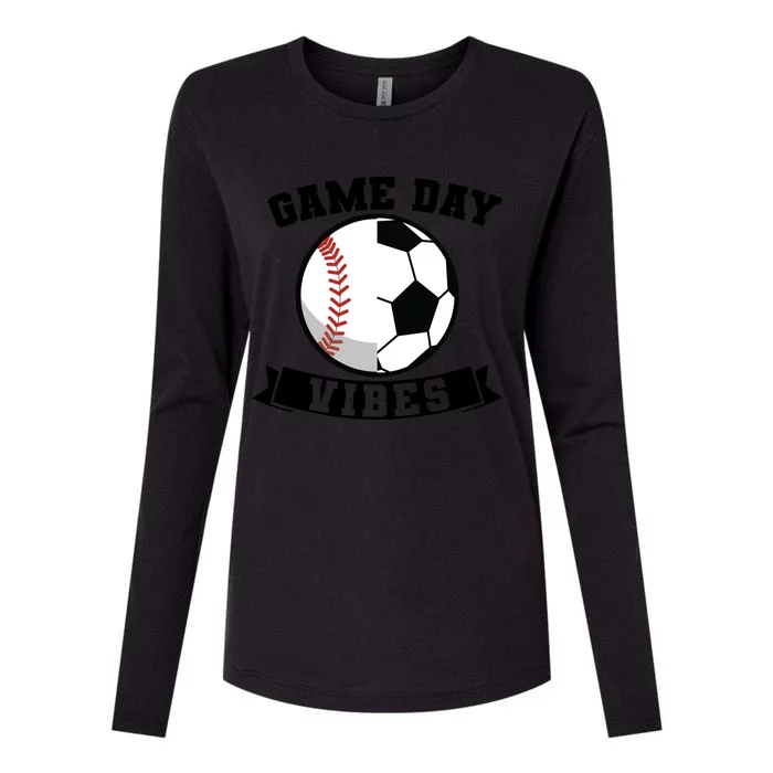 Game Day Vibes Baseball Gift Womens Cotton Relaxed Long Sleeve T-Shirt