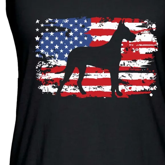 Great Dane Vintage American Flag Ladies Essential Flowy Tank