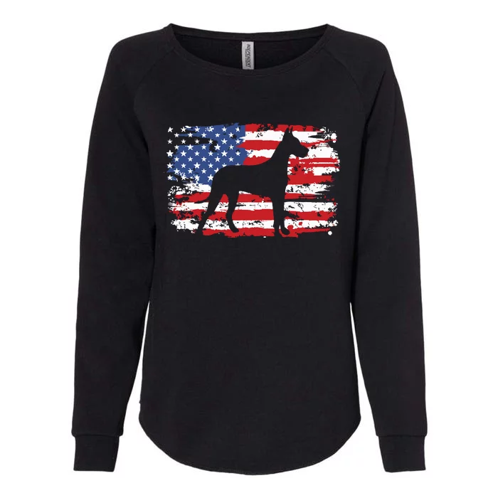 Great Dane Vintage American Flag Womens California Wash Sweatshirt