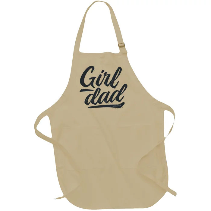 Girl Dad Vintage Gift Full-Length Apron With Pocket