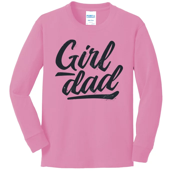 Girl Dad Vintage Gift Kids Long Sleeve Shirt