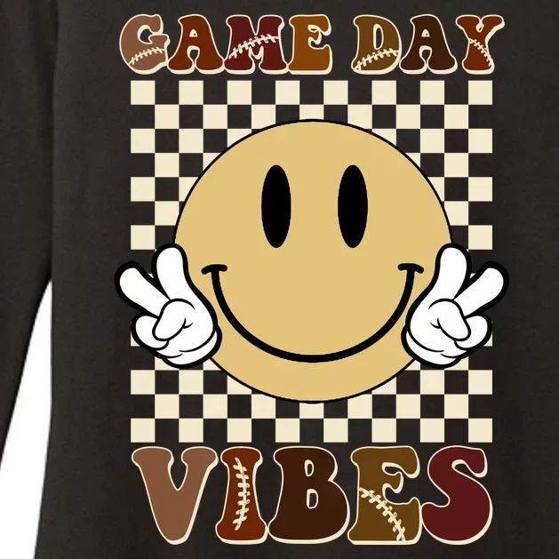 Game Day Vibes Retro Smile Football Womens CVC Long Sleeve Shirt