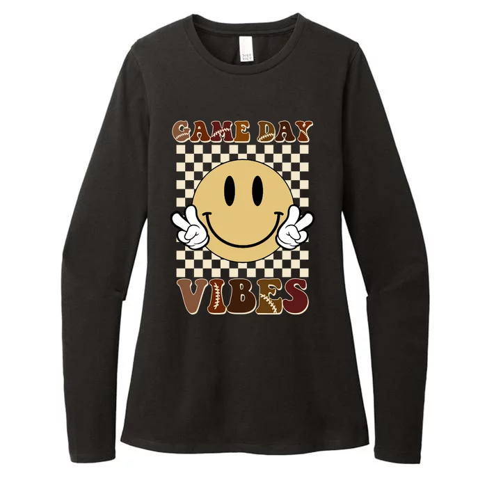 Game Day Vibes Retro Smile Football Womens CVC Long Sleeve Shirt