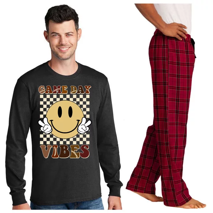 Game Day Vibes Retro Smile Football Long Sleeve Pajama Set