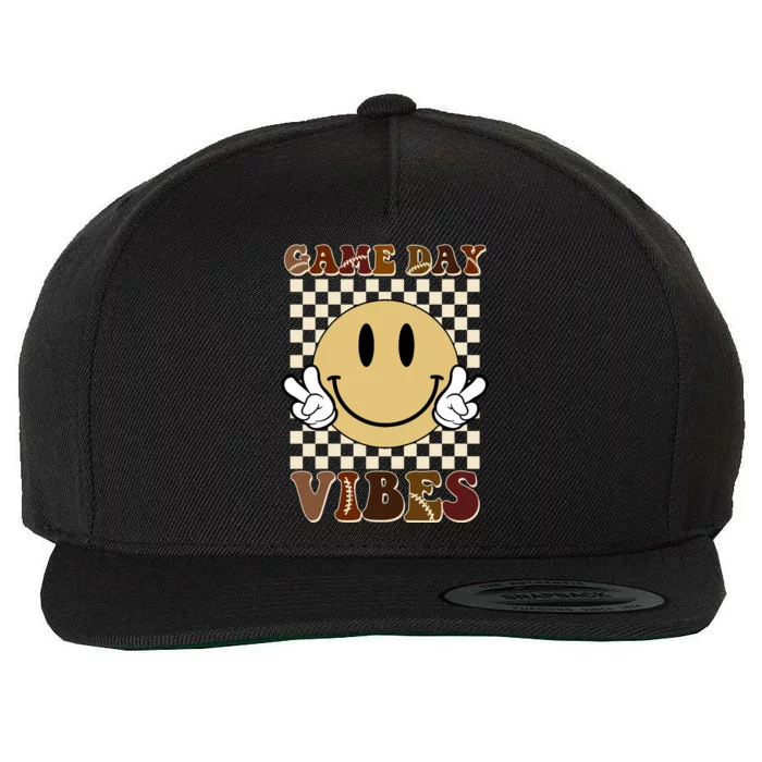 Game Day Vibes Retro Smile Football Wool Snapback Cap