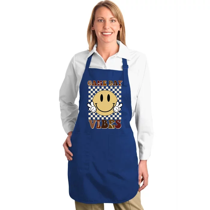 Game Day Vibes Retro Smile Football Full-Length Apron With Pocket