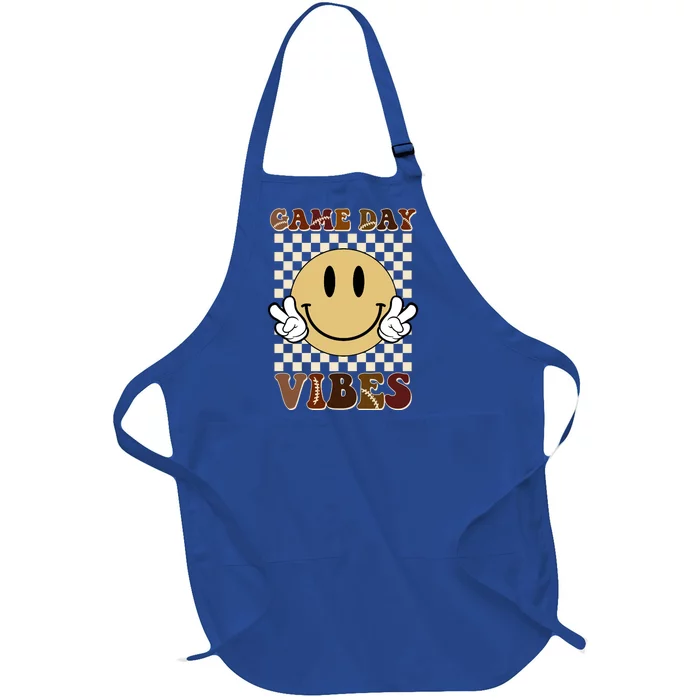 Game Day Vibes Retro Smile Football Full-Length Apron With Pocket