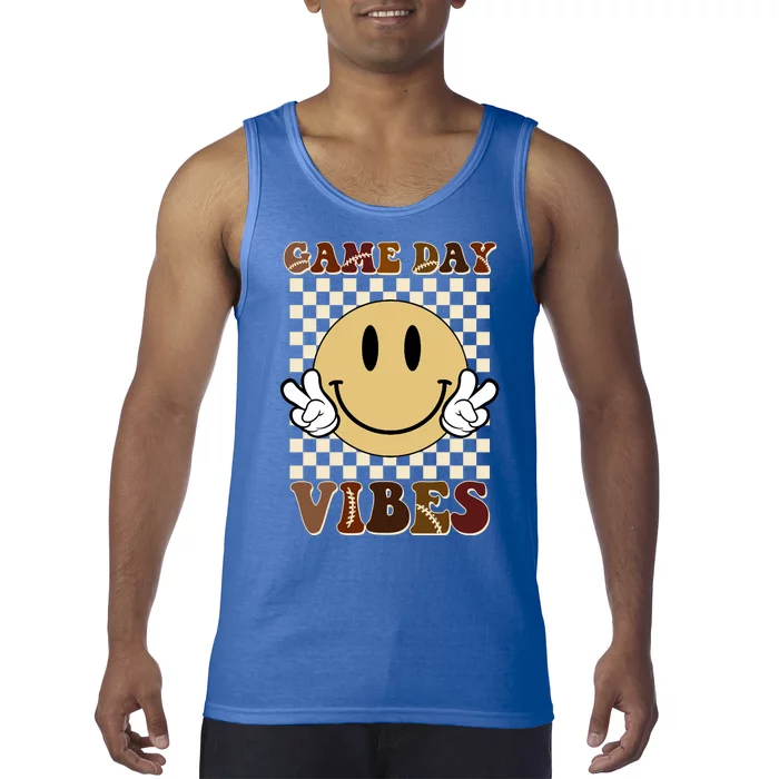 Game Day Vibes Retro Smile Football Tank Top