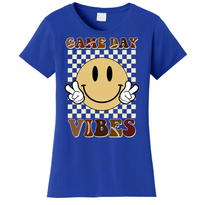 Game Day Vibes Retro Smile Football Women's T-Shirt