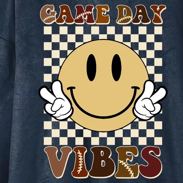 Game Day Vibes Retro Smile Football Hooded Wearable Blanket