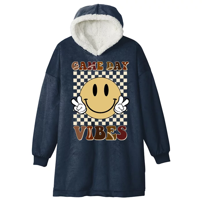 Game Day Vibes Retro Smile Football Hooded Wearable Blanket