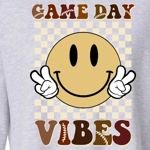 Game Day Vibes Retro Smile Football Cropped Pullover Crew