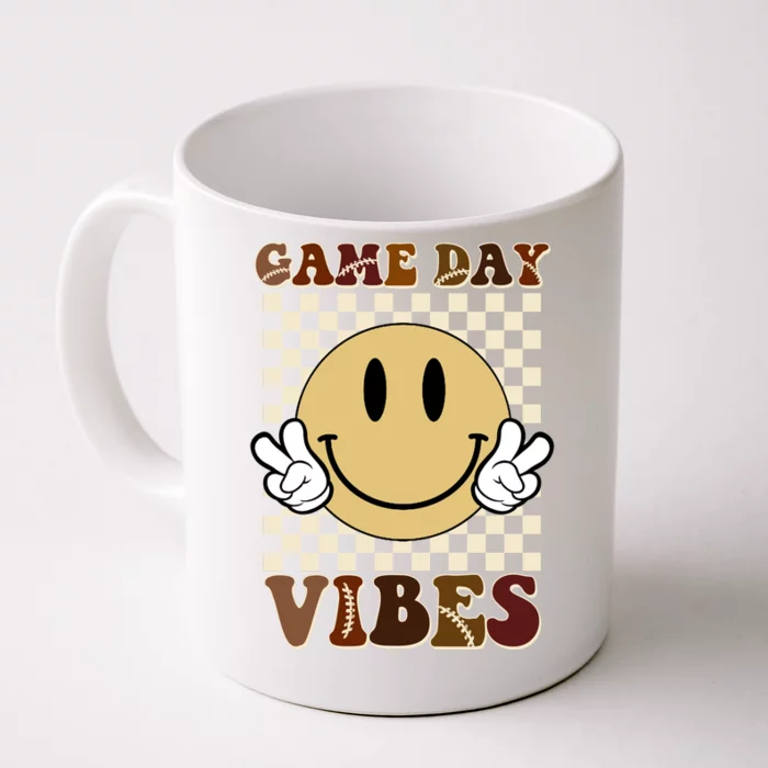 Game Day Vibes Retro Smile Football Front & Back Coffee Mug