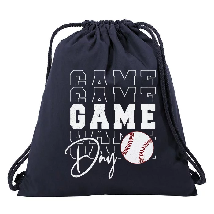 Game Day Vibes Baseball Mom Baseball Life Drawstring Bag