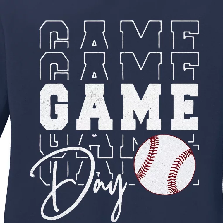 Game Day Vibes Baseball Mom Baseball Life Ladies Long Sleeve Shirt