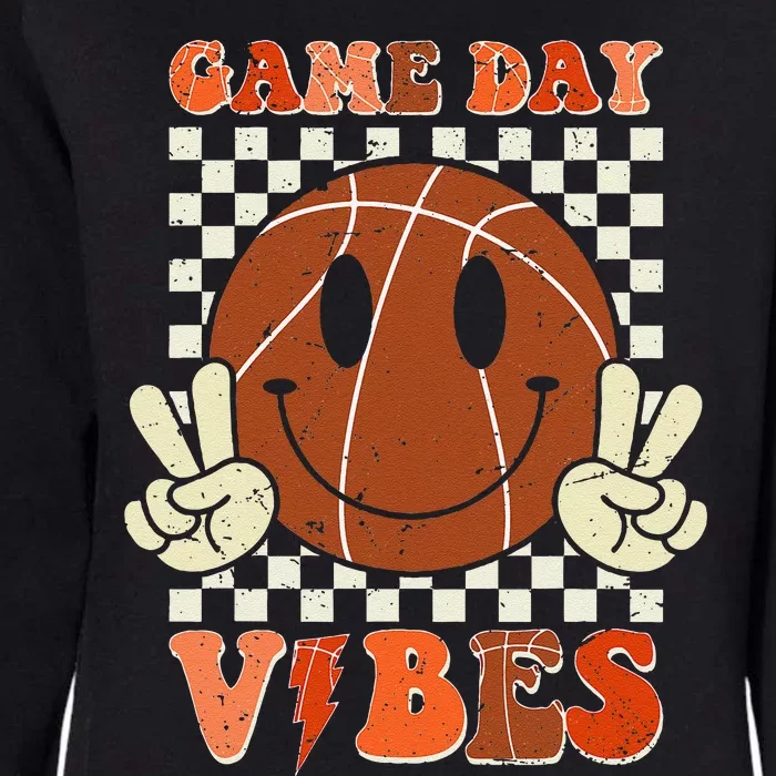 Game Day Vibes Basketball Retro Smile Face Sport Womens California Wash Sweatshirt