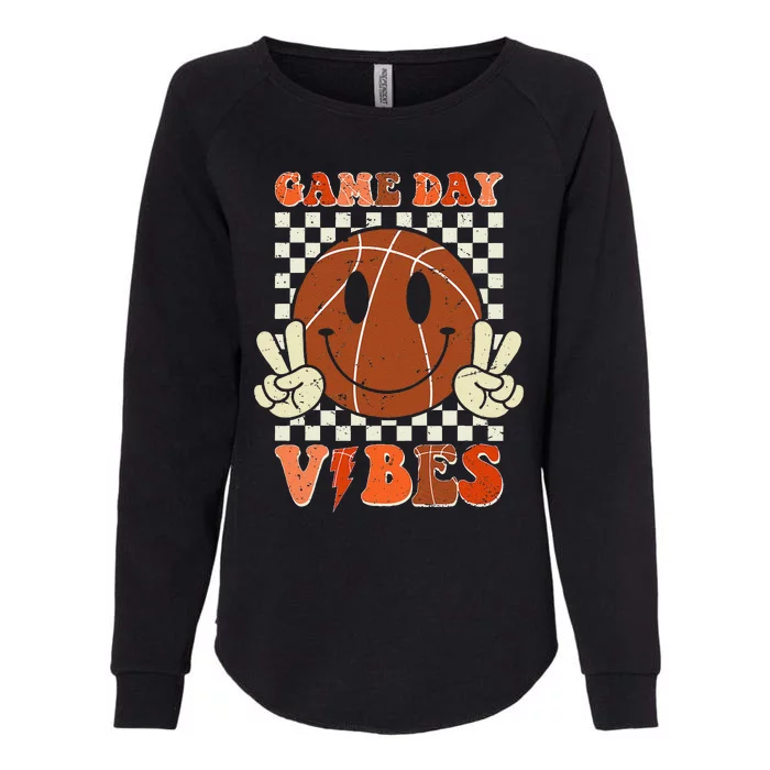 Game Day Vibes Basketball Retro Smile Face Sport Womens California Wash Sweatshirt