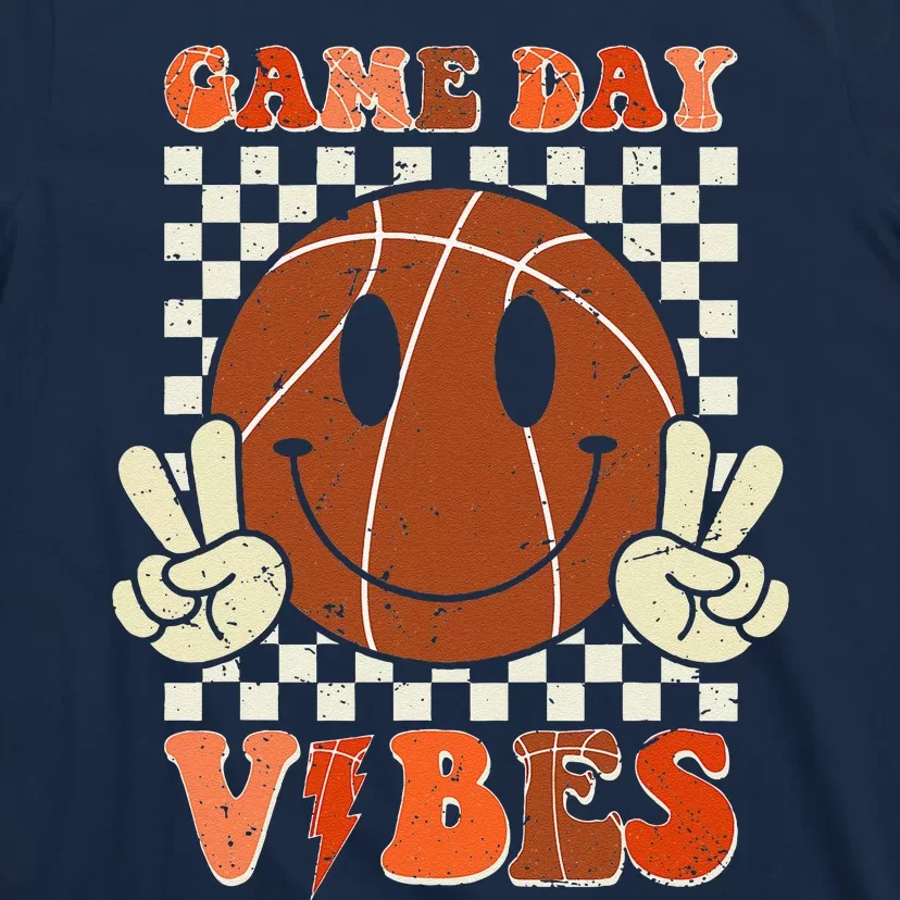 Game Day Vibes Basketball Retro Smile Face Sport T-Shirt