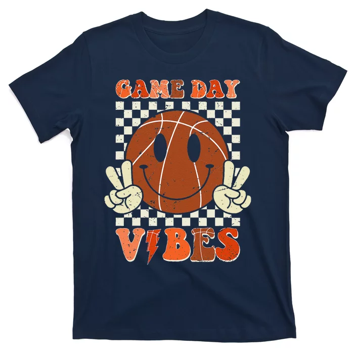 Game Day Vibes Basketball Retro Smile Face Sport T-Shirt