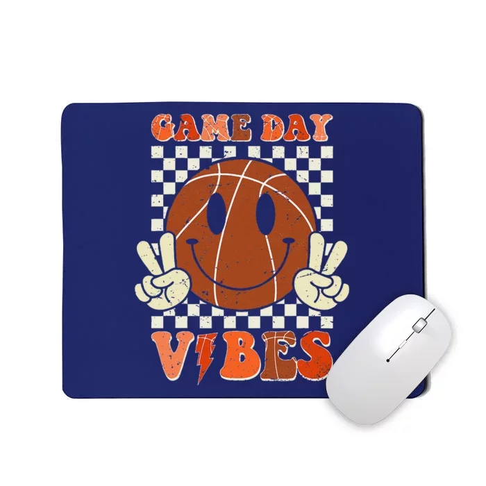 Game Day Vibes Basketball Retro Smile Face Sport Mousepad