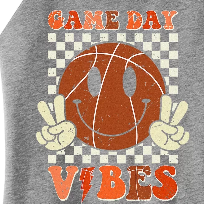 Game Day Vibes Basketball Retro Smile Face Sport Women’s Perfect Tri Rocker Tank