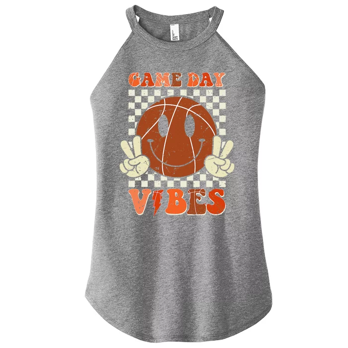 Game Day Vibes Basketball Retro Smile Face Sport Women’s Perfect Tri Rocker Tank