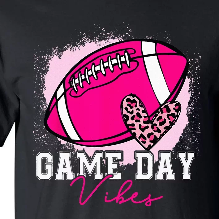 Game Day Viber Breast Cancer Awareness Pink Football Leopard Tall T-Shirt