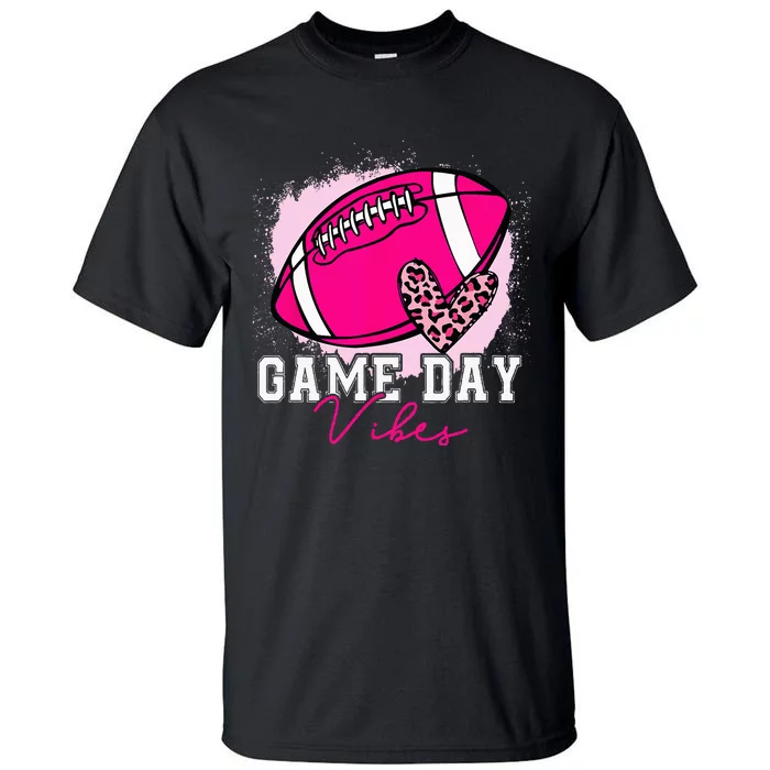 Game Day Viber Breast Cancer Awareness Pink Football Leopard Tall T-Shirt