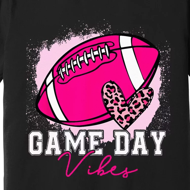 Game Day Viber Breast Cancer Awareness Pink Football Leopard Premium T-Shirt