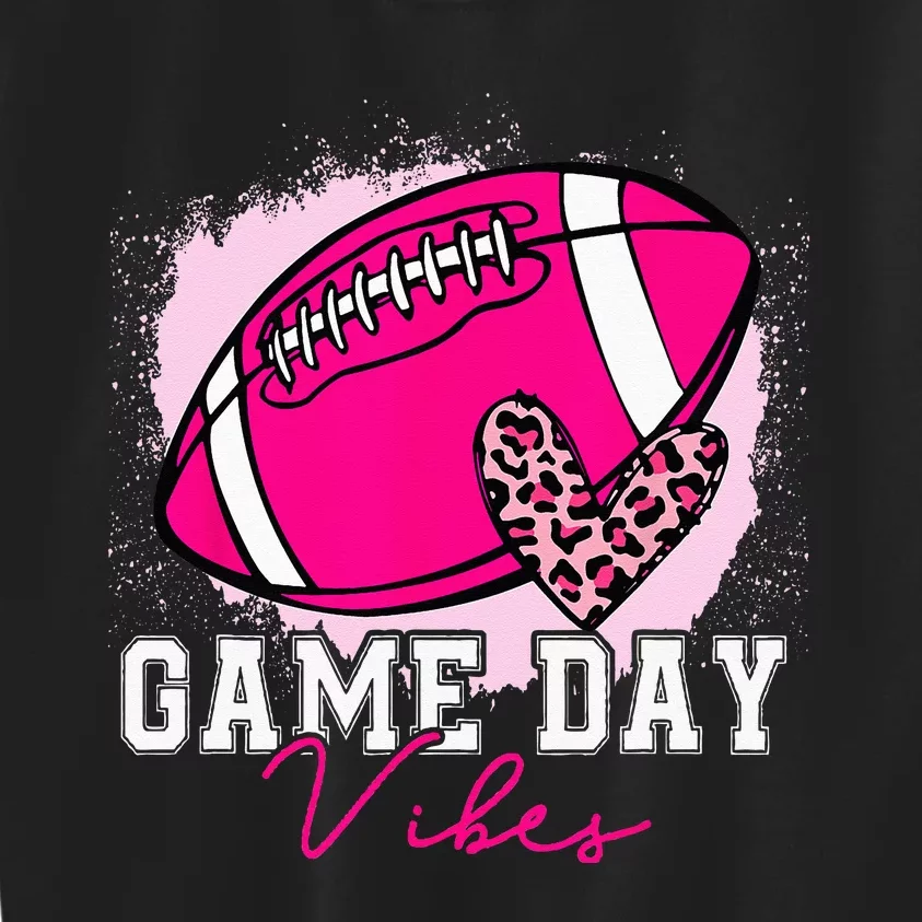 Game Day Viber Breast Cancer Awareness Pink Football Leopard Kids Sweatshirt