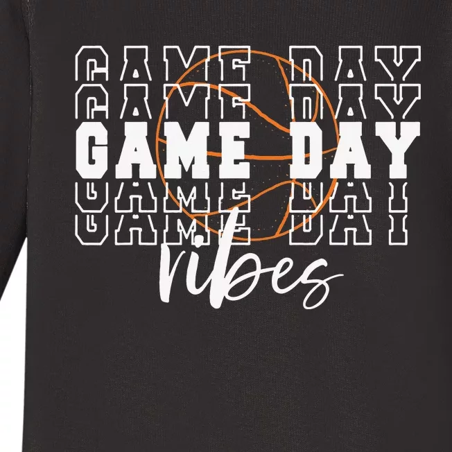 Game Day Vibes Basketball Game Day Baby Long Sleeve Bodysuit