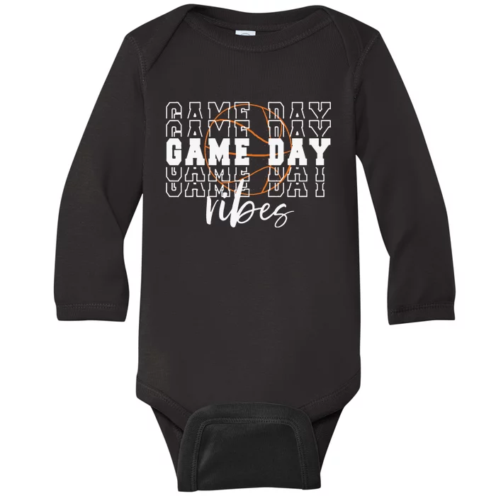 Game Day Vibes Basketball Game Day Baby Long Sleeve Bodysuit