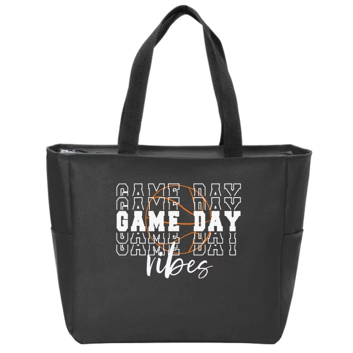 Game Day Vibes Basketball Game Day Zip Tote Bag