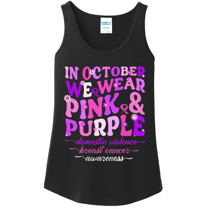 Groovy Domestic Violence And Breast Cancer Awareness Month Ladies Essential Tank