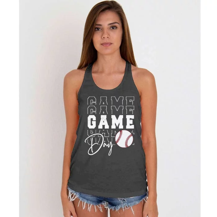 Game Day Vibes Baseball Mom Baseball Life Women's Knotted Racerback Tank