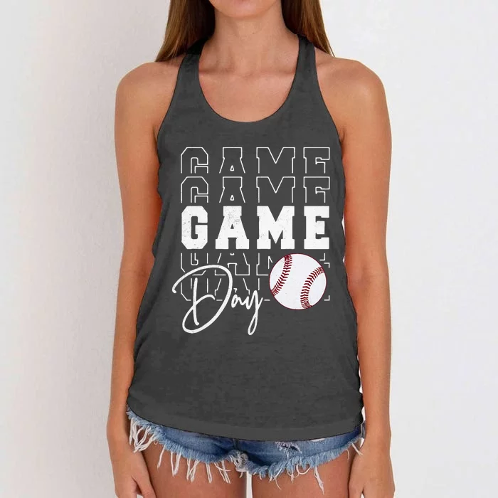 Game Day Vibes Baseball Mom Baseball Life Women's Knotted Racerback Tank