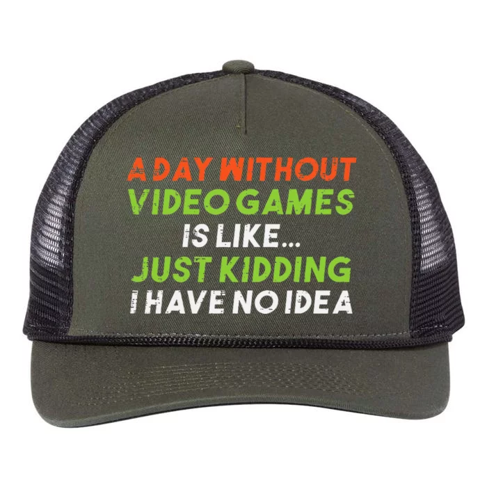 Gamer Day Without Video Games No Idea Funny Men Kids Retro Rope Trucker Hat Cap