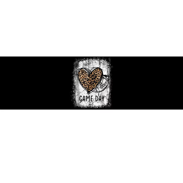 Game Day With Leopard Heart Football Lovers Mom Bleached Bumper Sticker