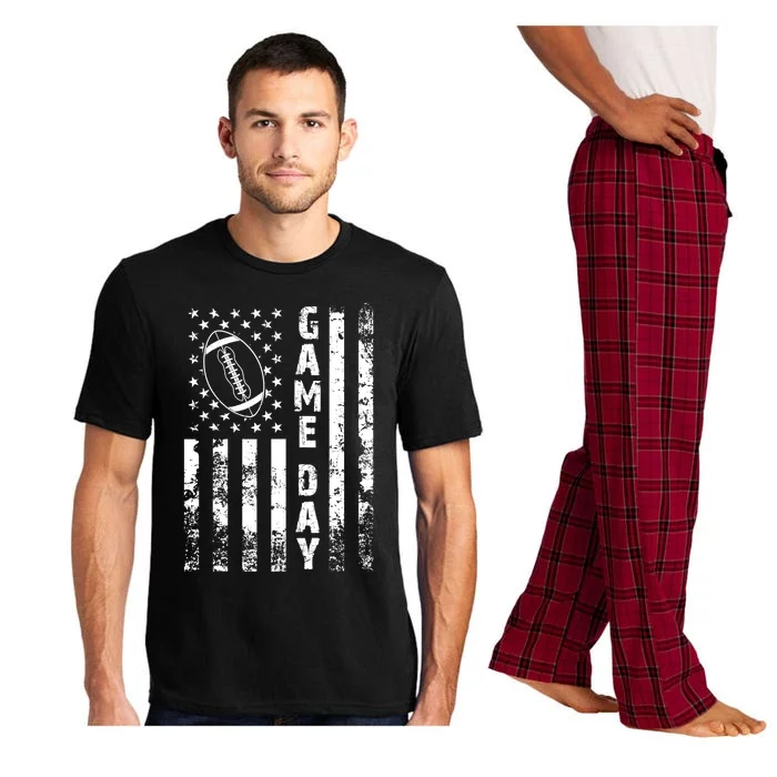 Game Day With Flag American Football Lovers Mom Dad Pajama Set