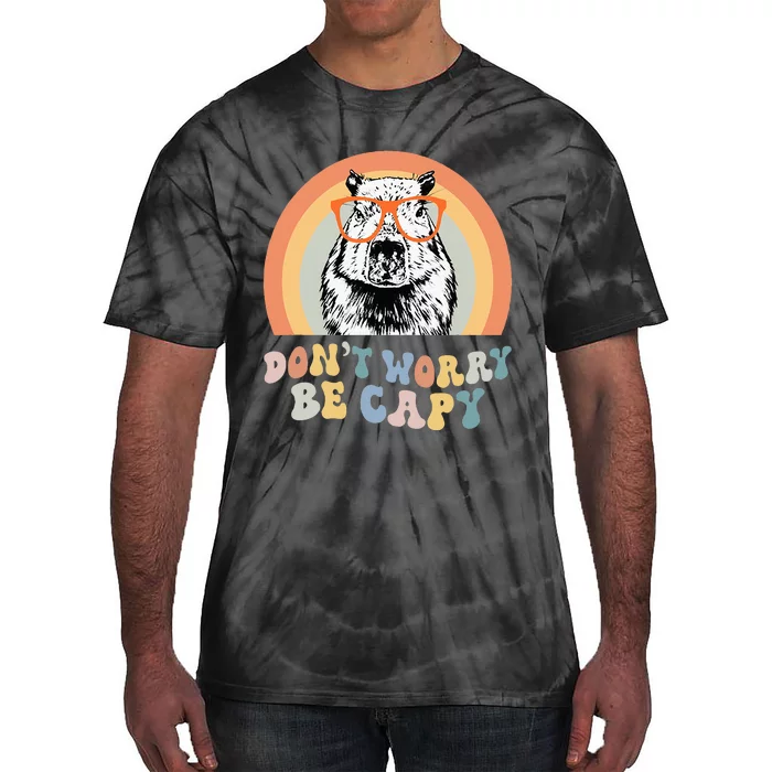 Groovy DonT Worry Be Cappy Cute Funny Capybara Animal Lover Tie-Dye T-Shirt