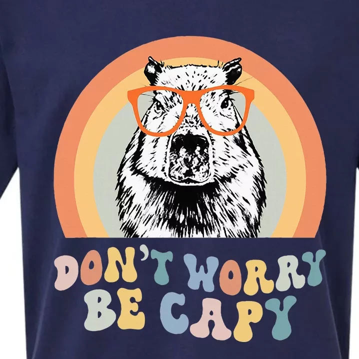 Groovy DonT Worry Be Cappy Cute Funny Capybara Animal Lover Sueded Cloud Jersey T-Shirt