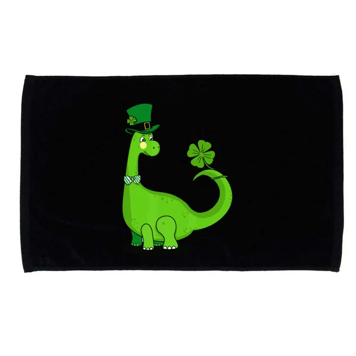 Green Dino With A FourLeaf Clover Tail: St. Patrick's Day Microfiber Hand Towel