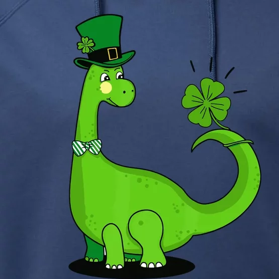 Green Dino With A FourLeaf Clover Tail: St. Patrick's Day Performance Fleece Hoodie