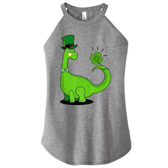 Green Dino With A FourLeaf Clover Tail: St. Patrick's Day Women’s Perfect Tri Rocker Tank