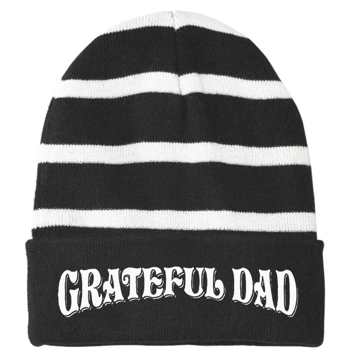 Grateful Dad Worlds Best Fathers Day Striped Beanie with Solid Band