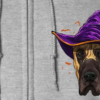 Great Dane Witch Hat Funny Halloween Dog Lover Full Zip Hoodie