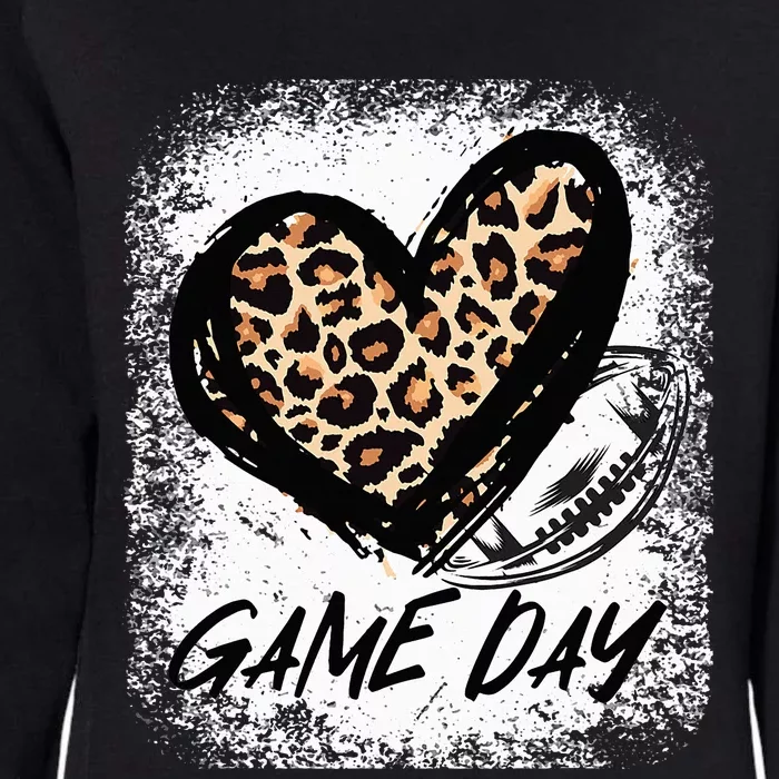 Game Day With Leopard Heart Football Lovers Mom Bleached Womens California Wash Sweatshirt