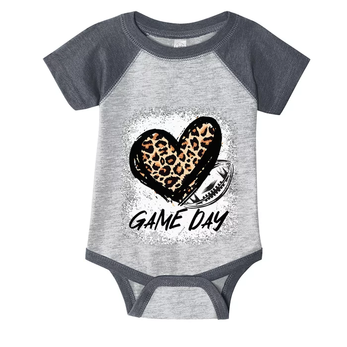 Game Day With Leopard Heart Football Lovers Mom Bleached Infant Baby Jersey Bodysuit