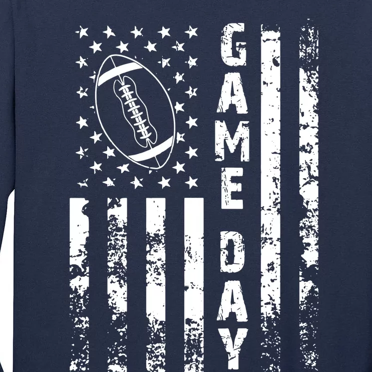 Game Day With Flag American Football Lovers Tall Long Sleeve T-Shirt